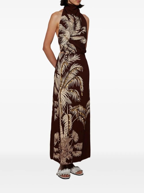 Johanna Ortiz halterneck palm-print maxi dress - Brown - zdjęcie produktu nr 2