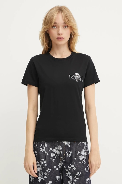 Karl Lagerfeld t-shirt bawełniany damski kolor czarny A3W17085 - zdjęcie produktu nr 1