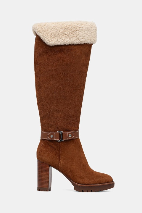 Lauren Ralph Lauren kozaki zamszowe Tasha Tl Hl damskie kolor brązowy na słupku 802977893002 - zdjęcie produktu nr 2
