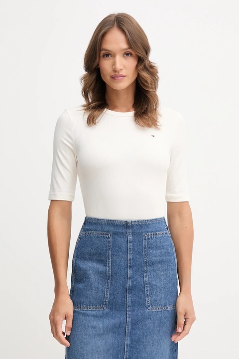 Tommy Hilfiger t-shirt damski kolor beżowy WW0WW47308 - zdjęcie produktu nr 1