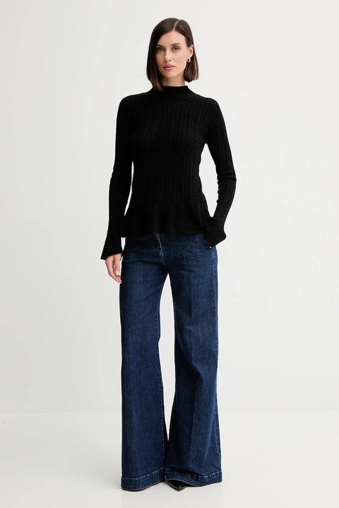 Twinset sweter z wełną damski kolor czarny lekki 252TP3321 - zdjęcie produktu nr 1