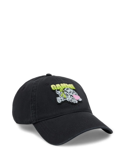 GANNI Puppy embroidered logo baseball cap - Black - zdjęcie produktu nr 1