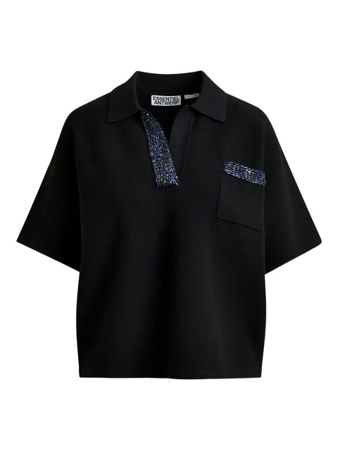 Essentiel Antwerp beaded-embellished polo shirt - Black - zdjęcie produktu nr 1