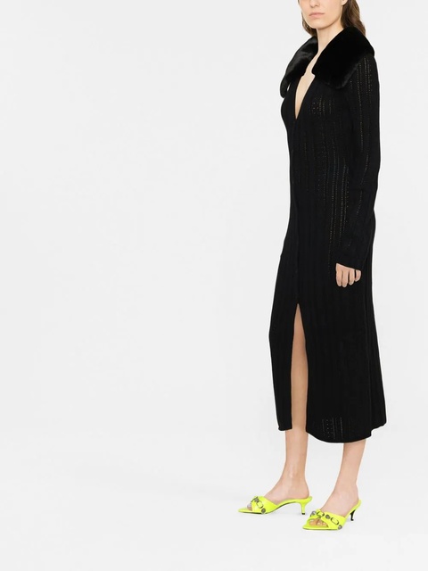 Blumarine faux-fur collar knitted dress - Black - zdjęcie produktu nr 2