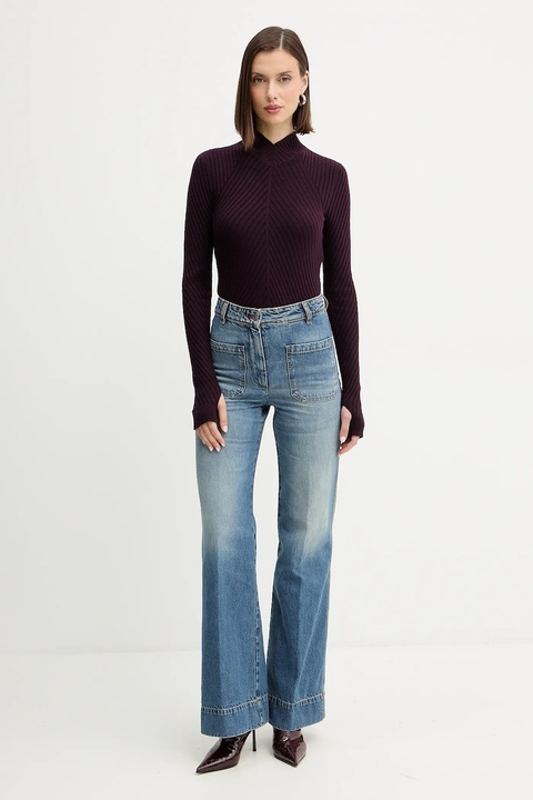 Victoria Beckham jeansy bawełniane damskie high waist 1425DJE005218Y.R - zdjęcie produktu nr 2