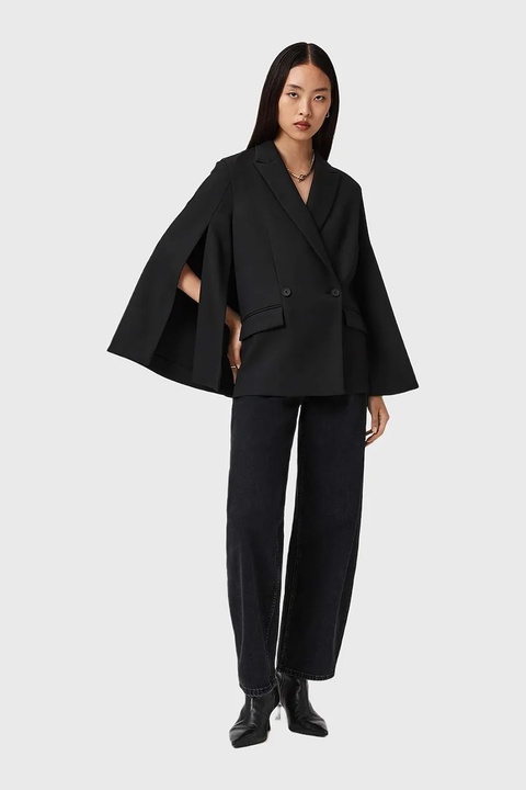 AllSaints marynarka kolor czarny dwurzędowa gładka W050QD - zdjęcie produktu nr 2