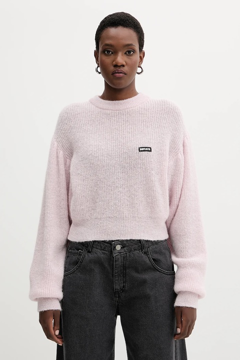 Rotate sweter z wełną 0 damski kolor różowy lekki 114278191 - zdjęcie produktu nr 1