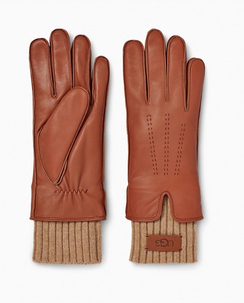 UGG - Brązowe rękawiczki Leather Tech - zdjęcie produktu nr 1