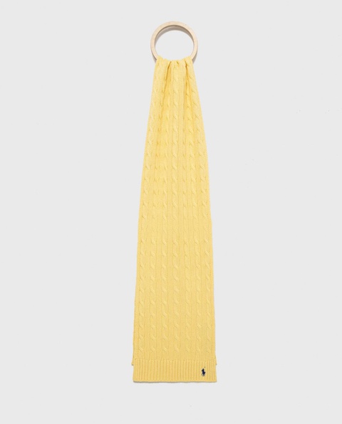 RALPH LAUREN - Wełniany żółty szalik z logo - zdjęcie produktu nr 2