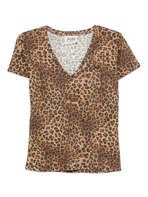 MC2 Saint Barth leopard print v-neck T-shirt - Brown - zdjęcie produktu nr 1