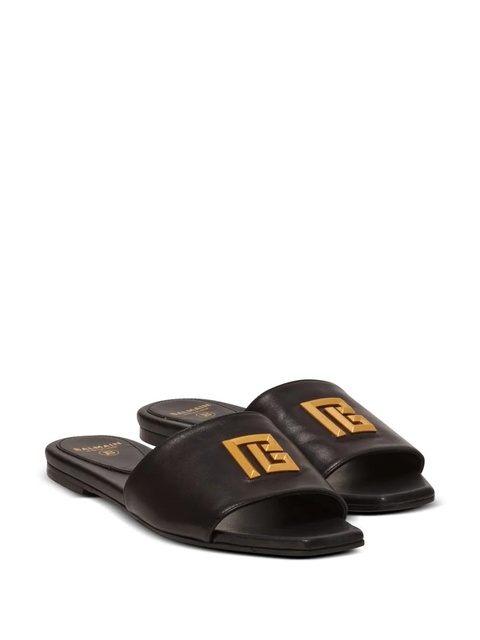 Balmain Dafne logo-plaque leather slides - Black - zdjęcie produktu nr 2