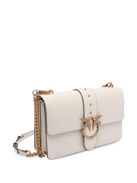 PINKO Classic Love One Simply bird-embellished studded shoulder bag - White - zdjęcie produktu nr 2