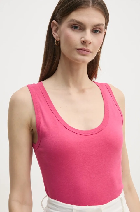 United Colors of Benetton top bawełniany kolor różowy 3GA2DH010 - zdjęcie produktu nr 1