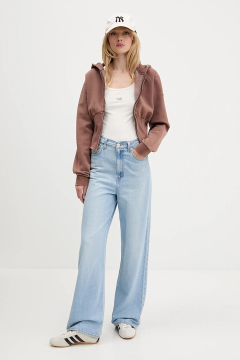 Guess Originals bluza damska kolor brązowy z kapturem melanżowa W5BQ29 K4110 - zdjęcie produktu nr 2