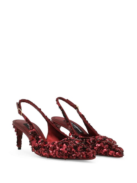 Dolce & Gabbana crystal-embellished slingback pumps - Red - zdjęcie produktu nr 2