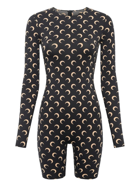 Marine Serre crescent-print long-sleeve jumpsuit - Black - zdjęcie produktu nr 1