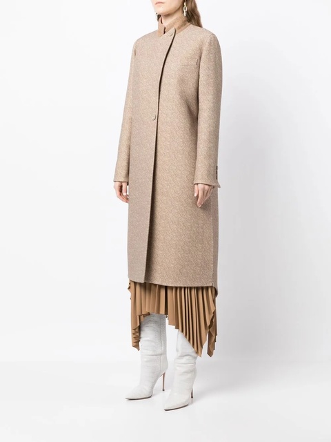 FENDI stand-collar wool-silk coat - Brown - zdjęcie produktu nr 2