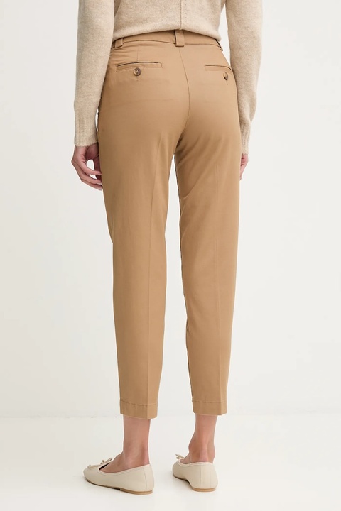 United Colors of Benetton spodnie damskie kolor beżowy dopasowane high waist 4FRXDF096 - zdjęcie produktu nr 2