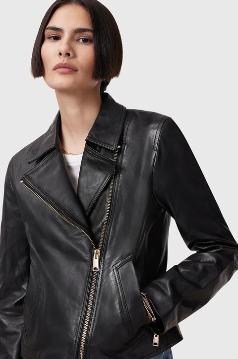 AllSaints kurtka skórzana VELA kolor czarny przejściowa W089LB - zdjęcie produktu nr 2