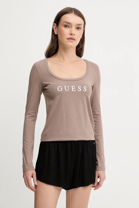 Guess longsleeve NEW CARRIE kolor brązowy O5RI00 KBBU1 - zdjęcie produktu nr 1