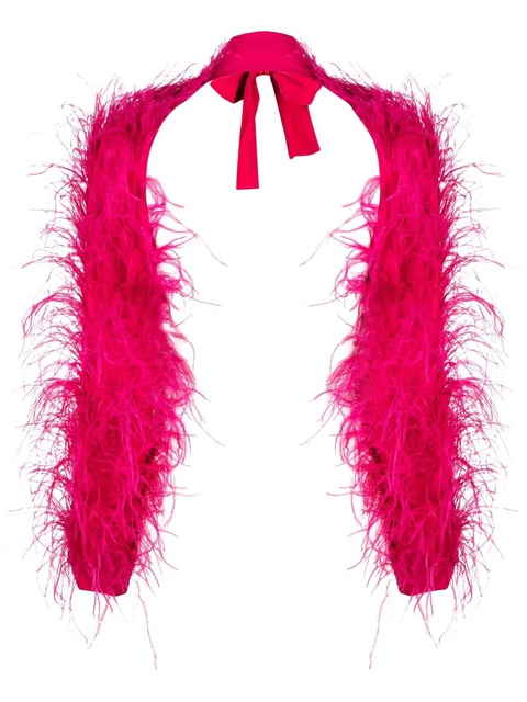 Cult Gaia tie-neck long-sleeved feather jacket - Pink - zdjęcie produktu nr 2