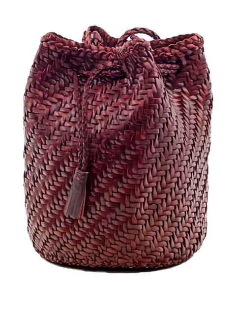 DRAGON DIFFUSION Pompom woven-tassel bucket bag - Red - zdjęcie produktu nr 2