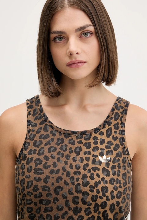 adidas Originals sukienka jeansowa kolor brązowy mini prosta KA2677 - zdjęcie produktu nr 2