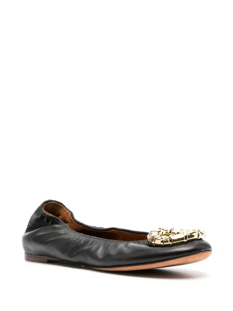 Lanvin buckled leather ballerina shoes - Black - zdjęcie produktu nr 2