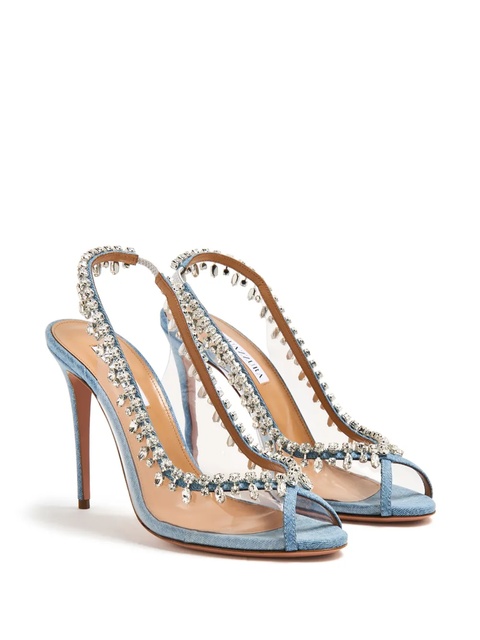 Aquazzura Temptation crystal-embellished pumps - Blue - zdjęcie produktu nr 2