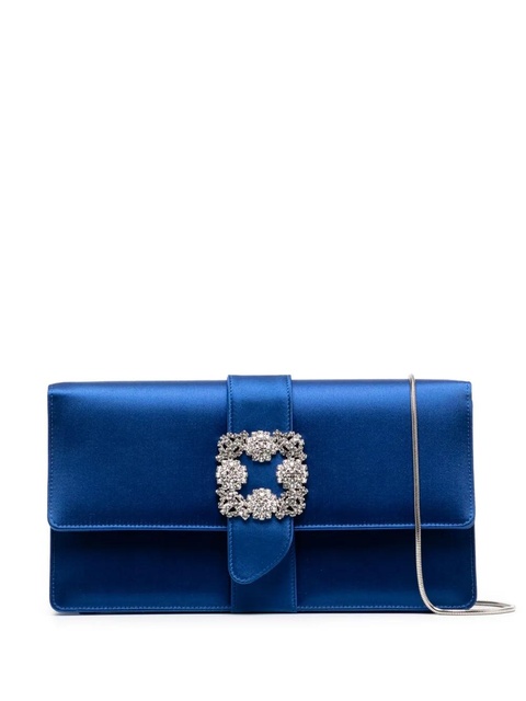 Manolo Blahnik Capri embellished satin clutch - Blue - zdjęcie produktu nr 1