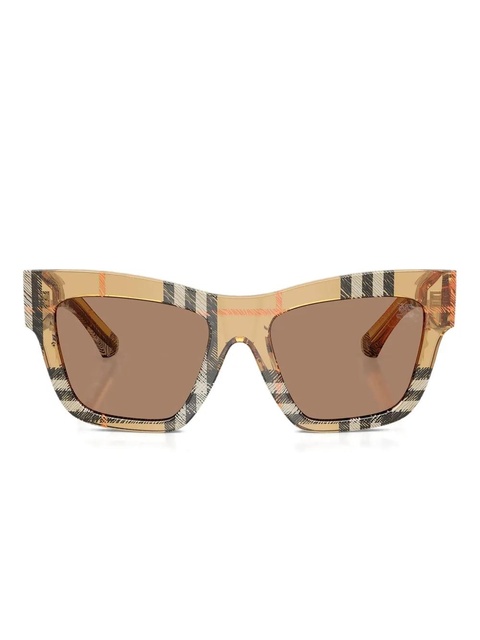 Burberry Eyewear check-pattern geometric sunglasses - Brown - zdjęcie produktu nr 1