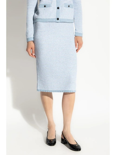 Tory Burch cotton-blend striped skirt - Blue - zdjęcie produktu nr 2