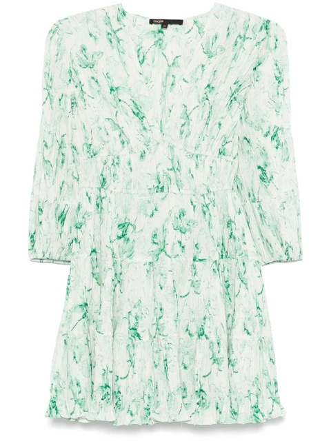 Maje patterned pleated mini dress - Green - zdjęcie produktu nr 1