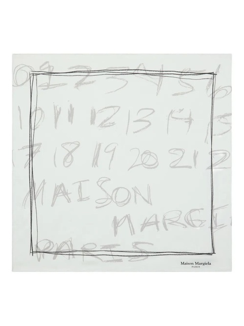 Maison Margiela Number Print Silk Scarf - White - zdjęcie produktu nr 1