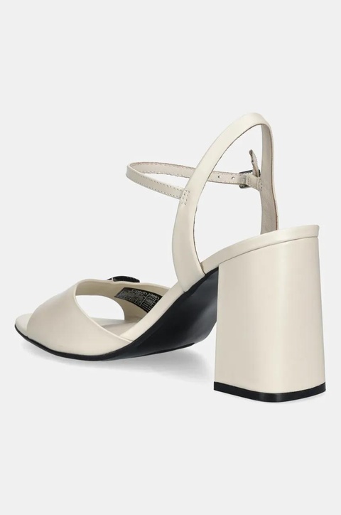 Calvin Klein sandały nubukowe HEEL SANDAL 85 W/CK HW - LTH kolor beżowy HW0HW02485 - zdjęcie produktu nr 2