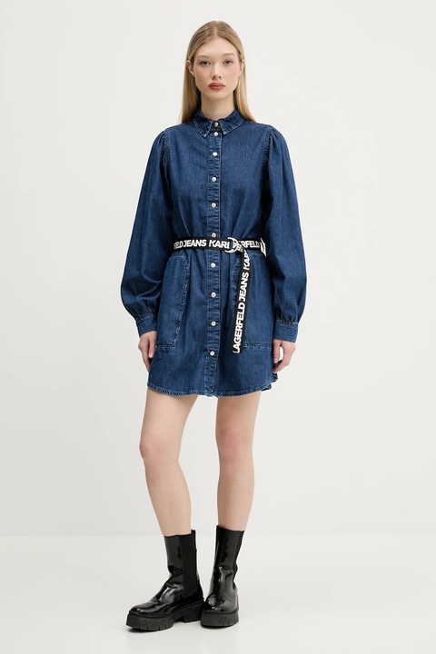 Karl Lagerfeld Jeans sukienka jeansowa kolor granatowy mini prosta A3W13014 - zdjęcie produktu nr 2