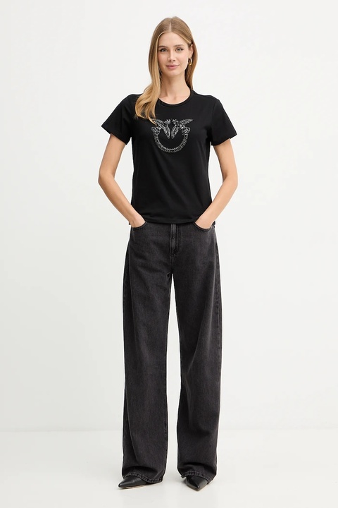 Pinko t-shirt bawełniany damski kolor czarny 100535 A2RN - zdjęcie produktu nr 2