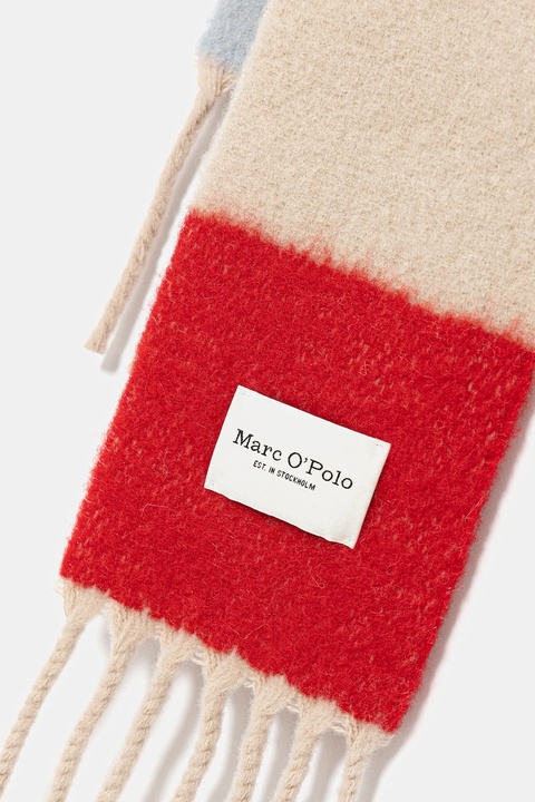 Marc O'Polo szalik z dodatkiem wełny damski kolor beżowy wzorzysty 600803002053 - zdjęcie produktu nr 2