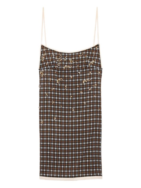 Prada embellished checked mini dress - Brown - zdjęcie produktu nr 2