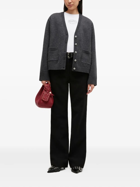 GANNI pocket button-fastening cardigan - Grey - zdjęcie produktu nr 2
