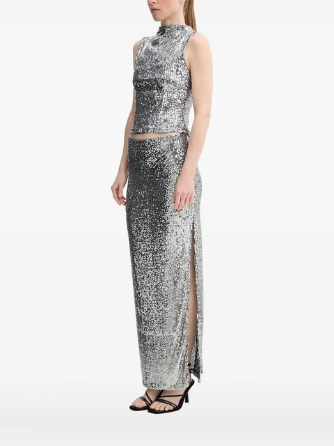 ALOHAS sequinned mock-neck top - Silver - zdjęcie produktu nr 1