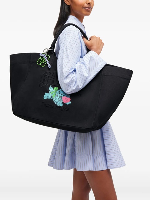 GANNI XXL logo-embellished canvas tote bag - Black - zdjęcie produktu nr 2
