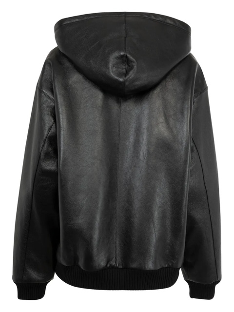 Miu Miu hooded leather jacket - Black - zdjęcie produktu nr 2