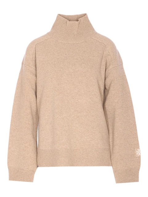 Tory Burch embroidered-logo high-neck sweater - Neutrals - zdjęcie produktu nr 1