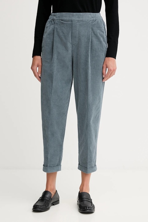 United Colors of Benetton spodnie sztruksowe damskie kolor szary proste high waist 4HA2556K4 - zdjęcie produktu nr 1