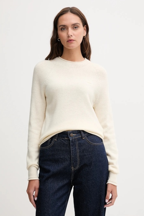 Lacoste sweter wełniany damski kolor beżowy lekki AF4160 - zdjęcie produktu nr 1