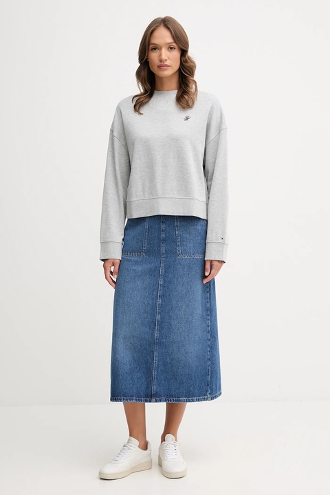 Tommy Hilfiger bluza damska kolor szary gładka WW0WW46152 - zdjęcie produktu nr 2