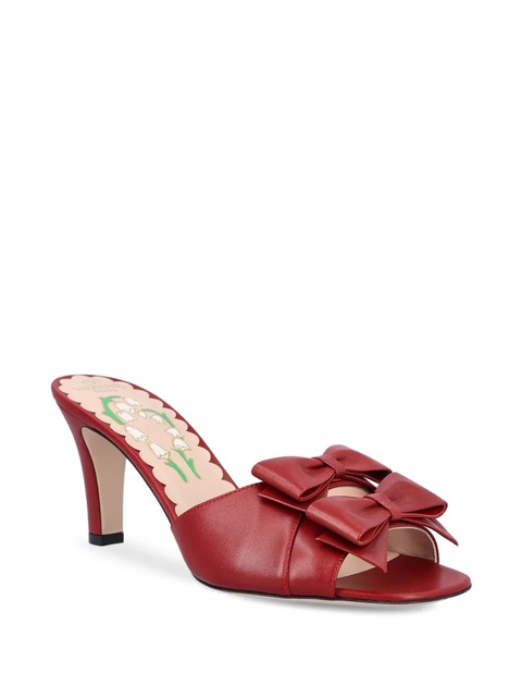 Valentino Garavani 70mm double-bow leather sandals - Red - zdjęcie produktu nr 2