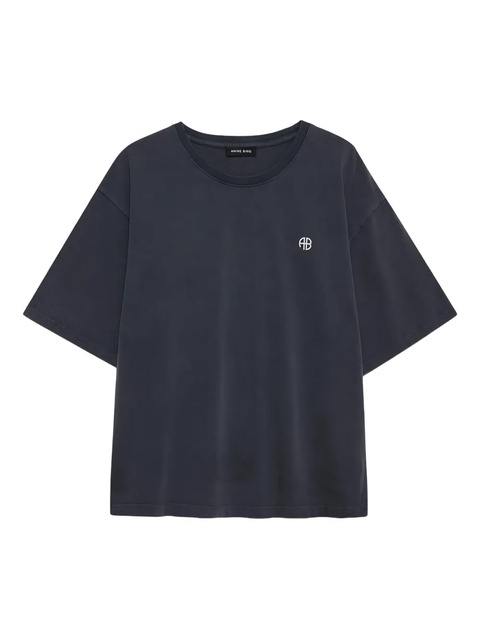 ANINE BING Rudy embroidered-logo T-shirt - Black - zdjęcie produktu nr 1