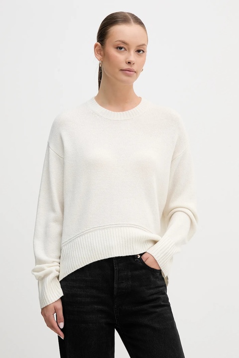 United Colors of Benetton sweter z dodatkiem wełny damski kolor beżowy 1244D10BC - zdjęcie produktu nr 1